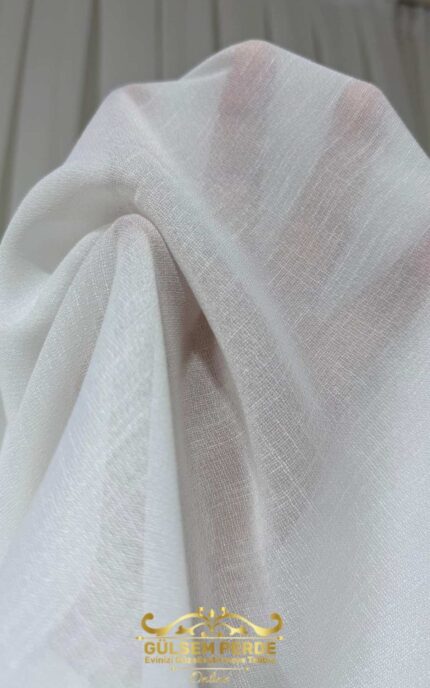 Taç Royal Keten Tül Perde Ekru Renk Simli ve Simsiz Seçenekli